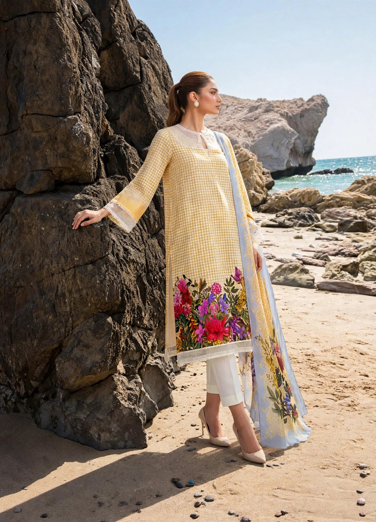 Roshaane Vivienne – Printed 3-Piece Unstitched Ensemble