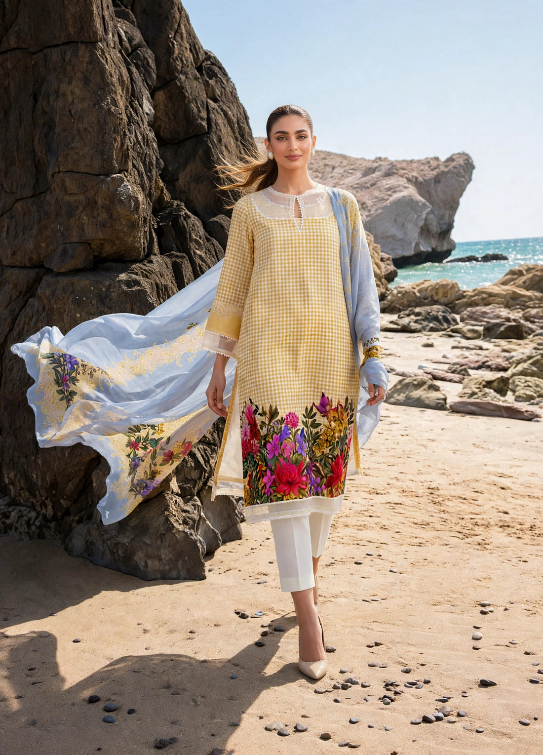 Roshaane Vivienne – Printed 3-Piece Unstitched Ensemble