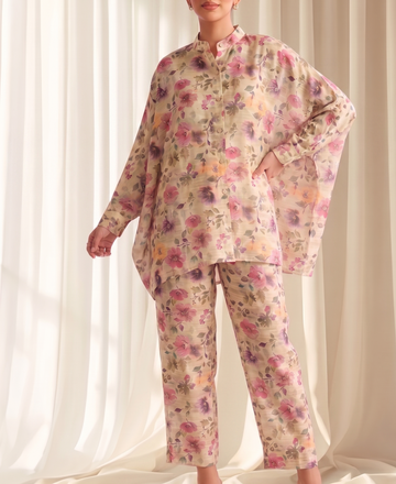 Green Hint Floral Printed Lawn Pret Set – Bana Dora Co-Ord (2 Piece)