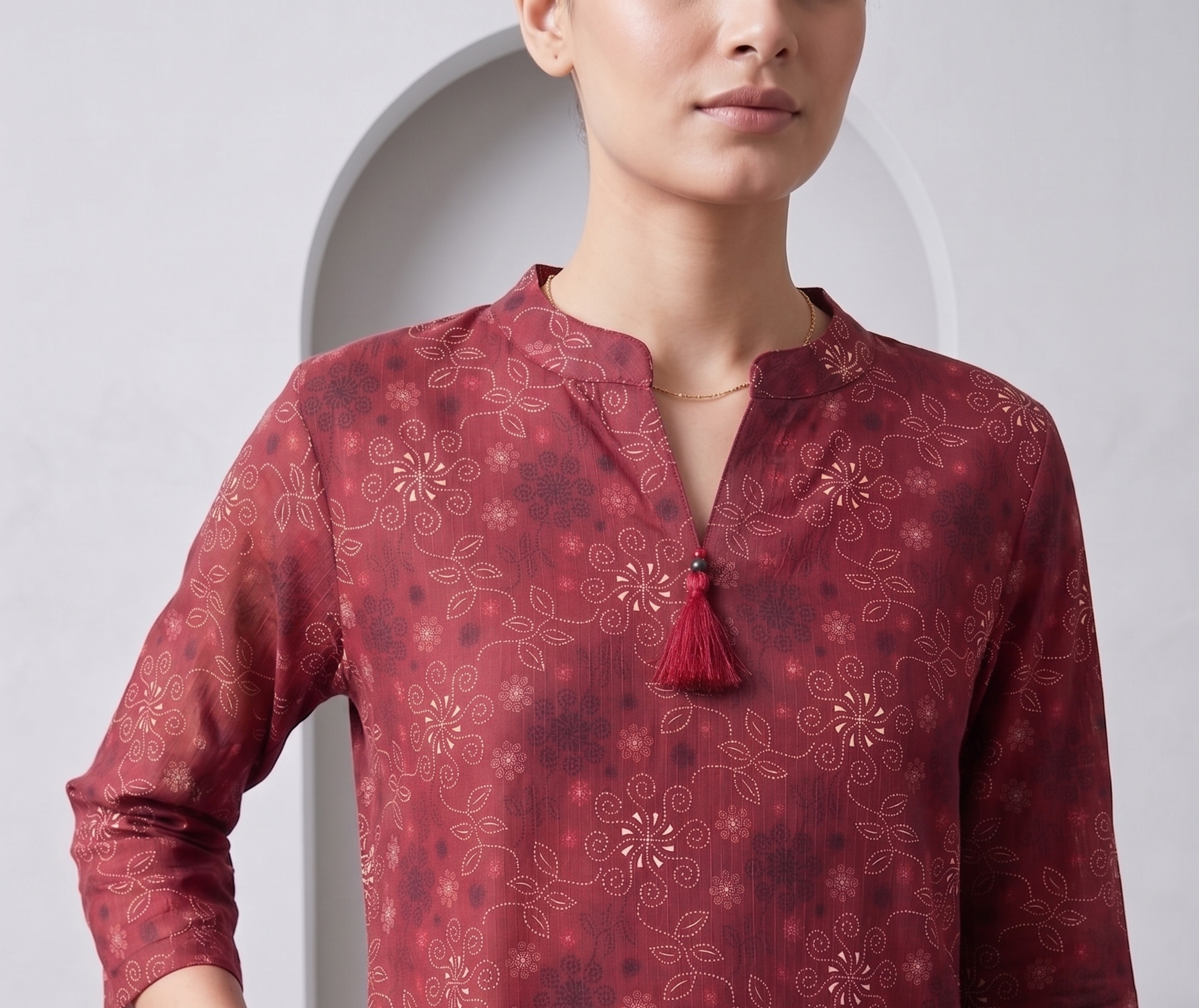 Red Chunri Printed Lawn Pret Set with Tie & Dye Trouser – Bana Dora Co-Ord (2 Piece)