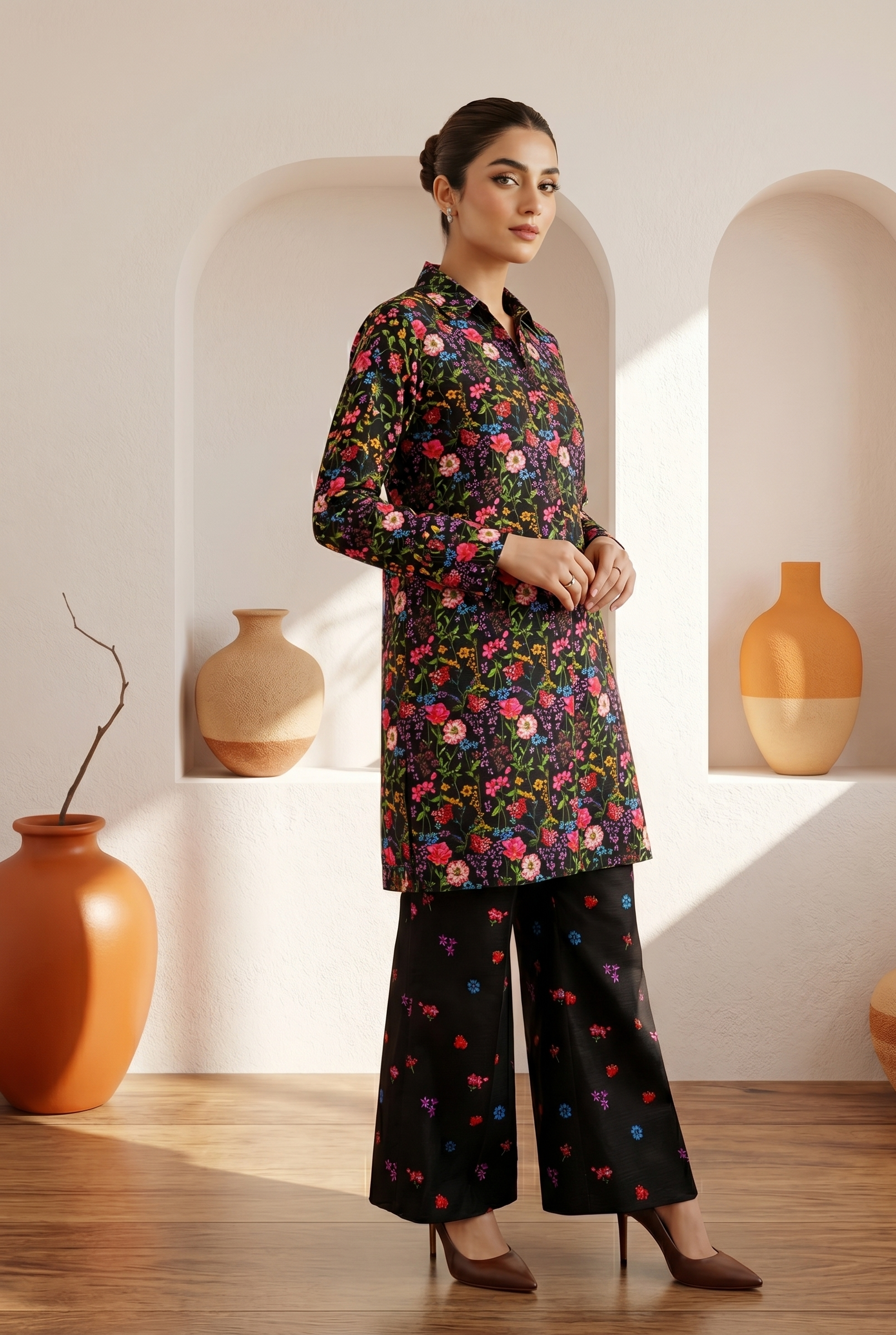 Black Forest Printed Lawn Pret Set – Bana Dora Floral Co-Ord (2 Piece)