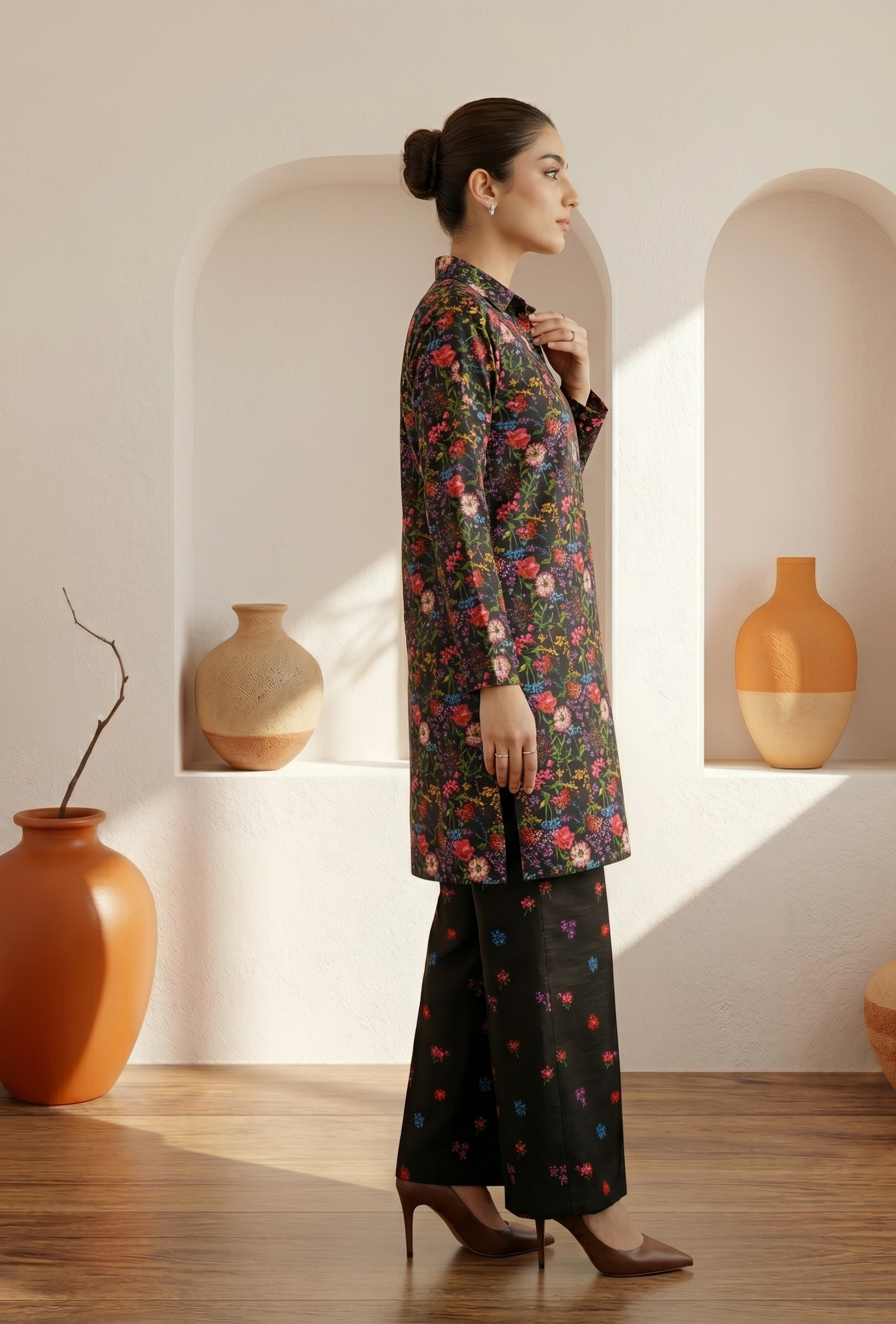 Black Forest Printed Lawn Pret Set – Bana Dora Floral Co-Ord (2 Piece)