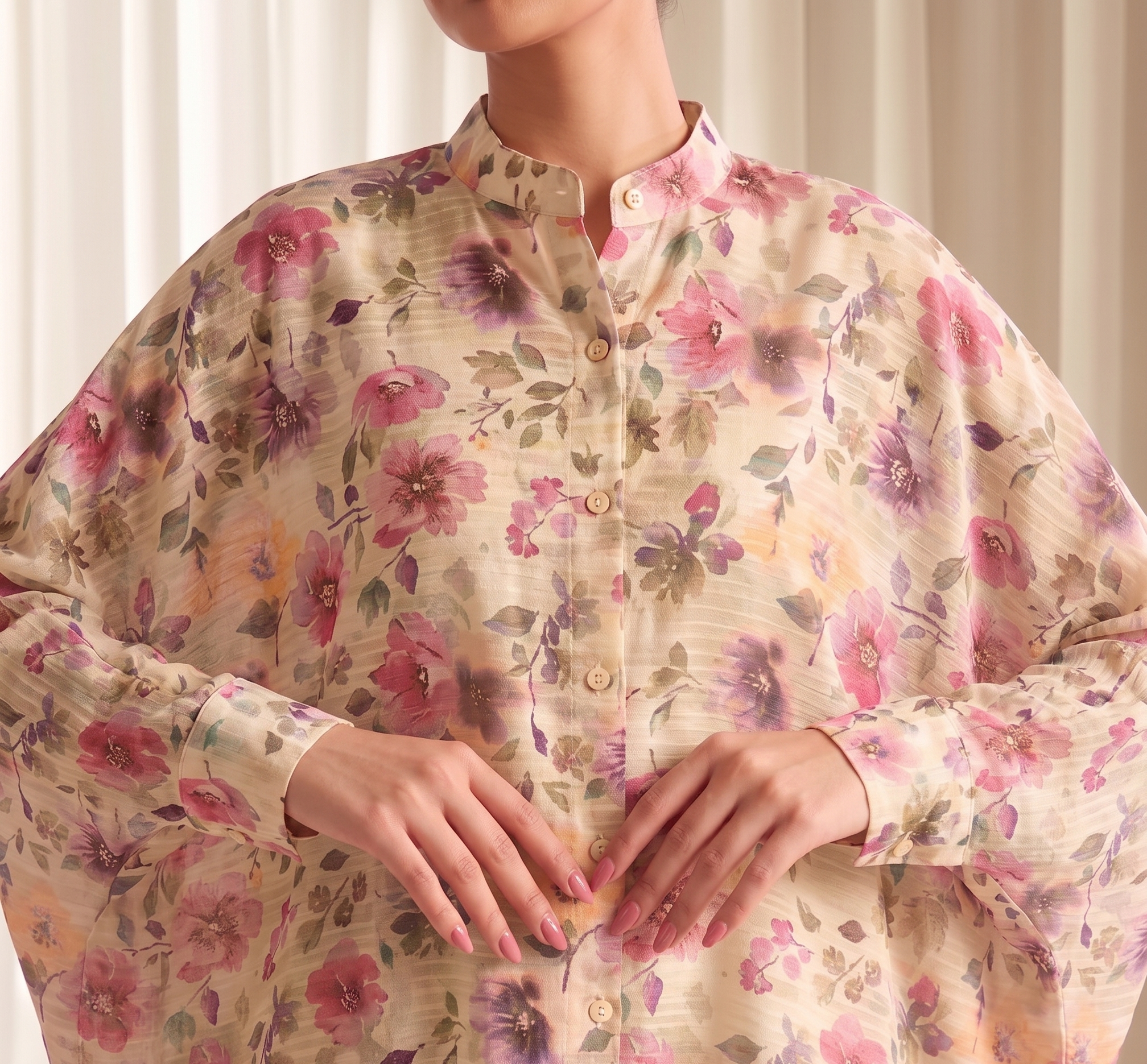 Green Hint Floral Printed Lawn Pret Set – Bana Dora Co-Ord (2 Piece)