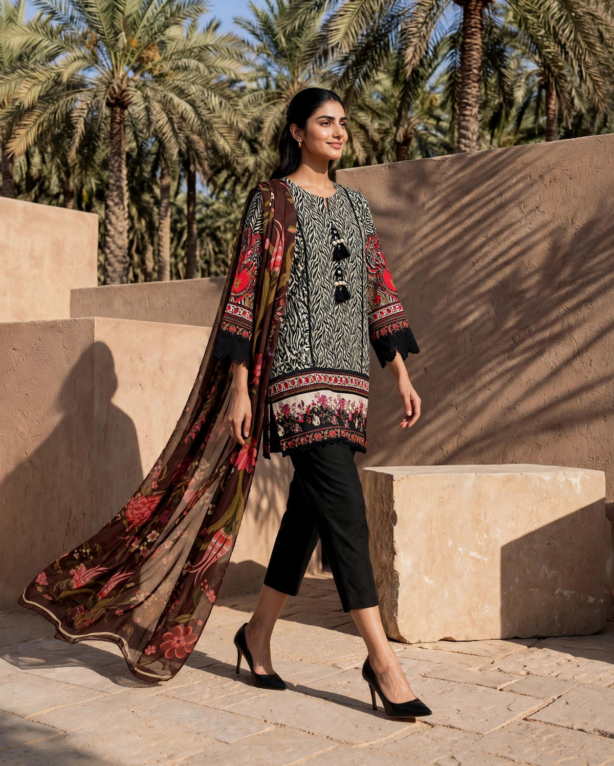 Roshaane Calista – Printed 3-Piece Unstitched Ensemble | Volume 5