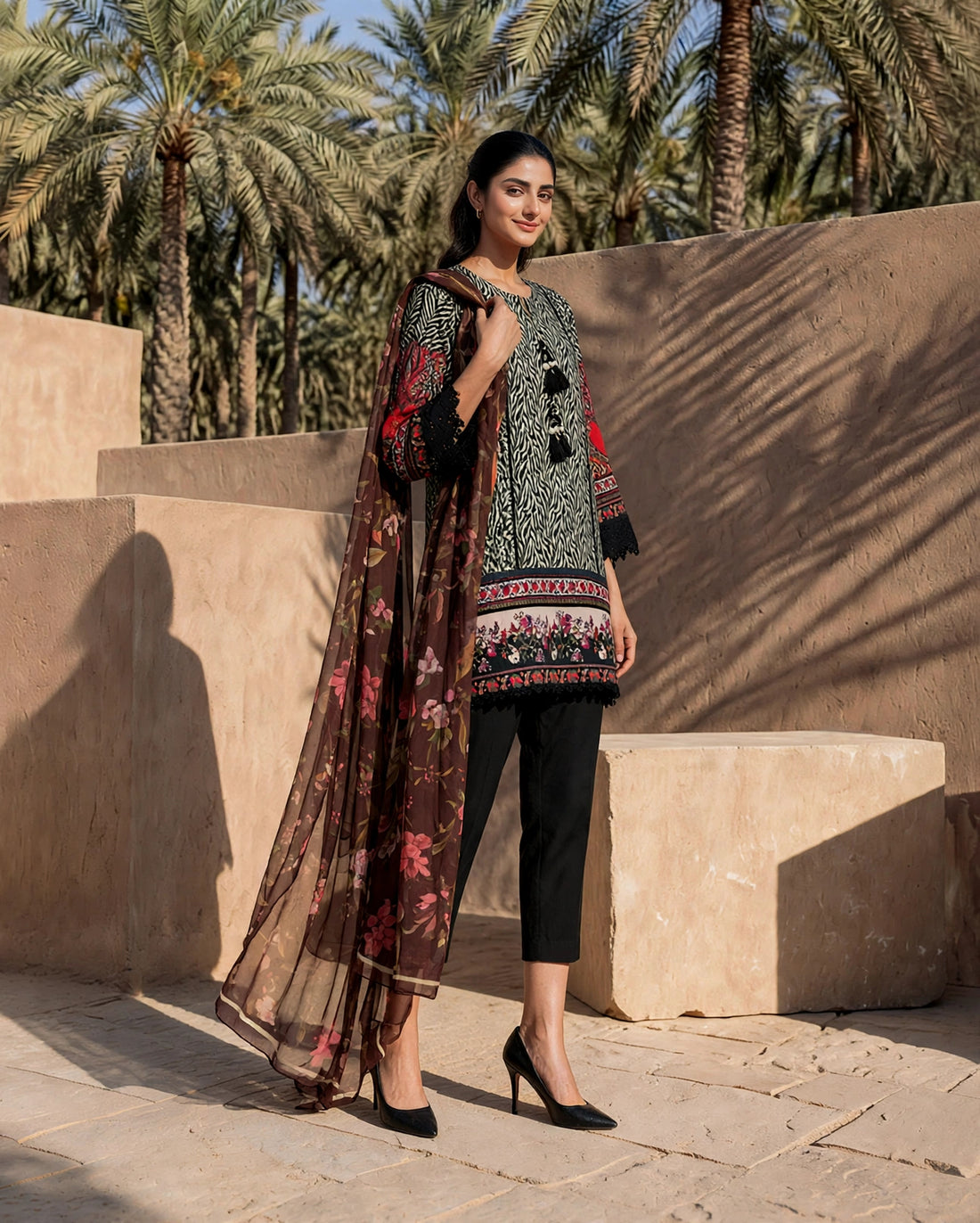 Roshaane Calista – Printed 3-Piece Unstitched Ensemble | Volume 5