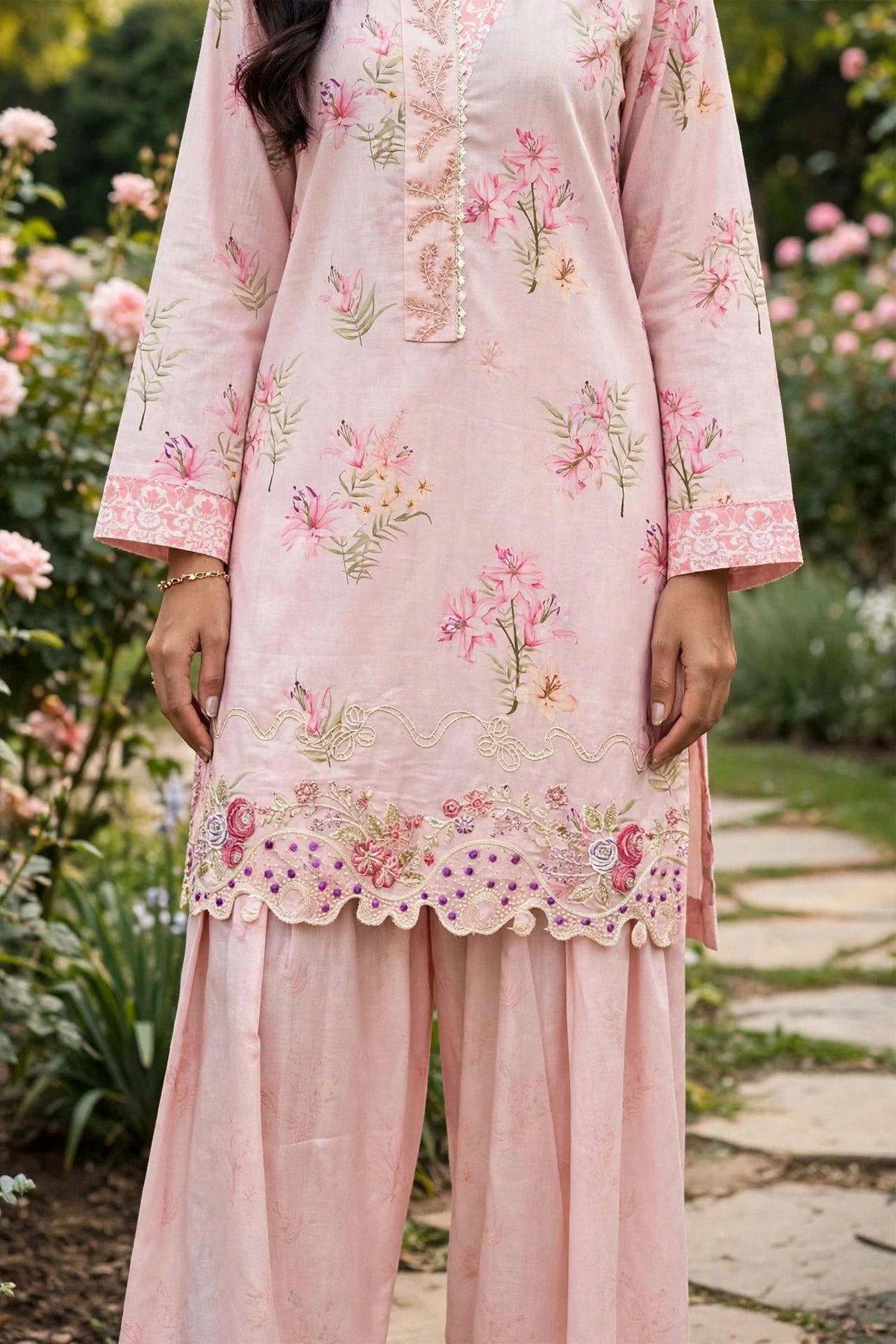 Roshaane Elara – Printed &amp; Embroidered 3-Piece Unstitched Ensemble | Volume 5