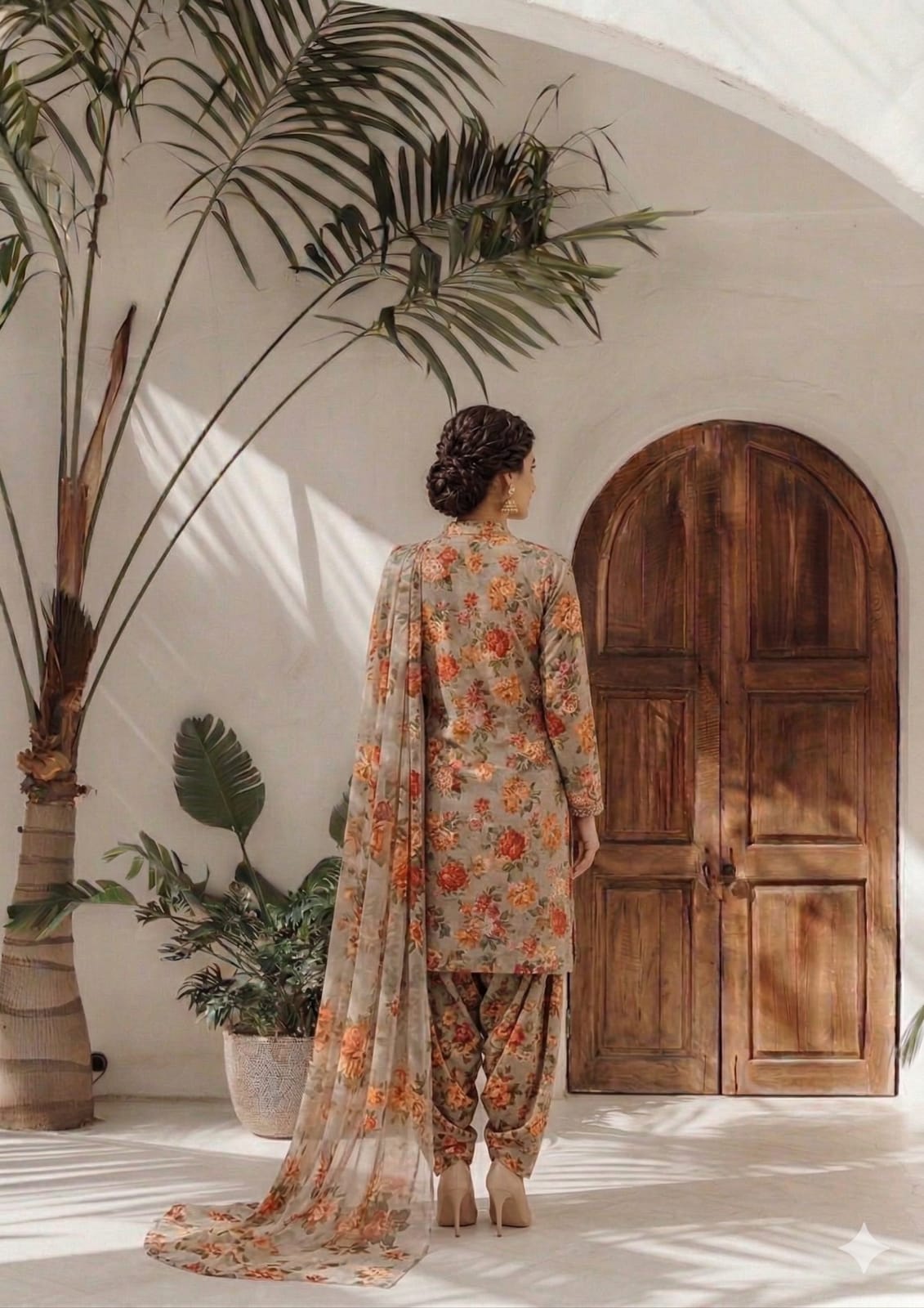 Beige Multi Floral Printed 3 PC Unstitched Lawn Suit