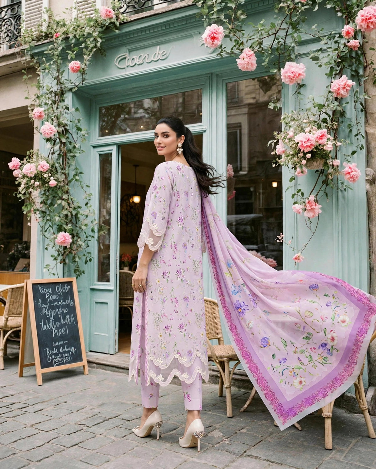 Roshaane Valentina – Printed &amp; Embroidered 3-Piece Unstitched Ensemble | Volume 5