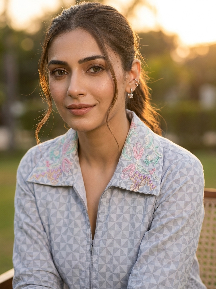 Light Grey Printed Premium Lawn 2-Piece Set with Embroidered Details