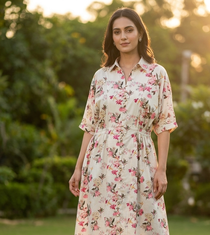 Aqua Floral Printed Lawn 2-Piece Set with Straight Trousers