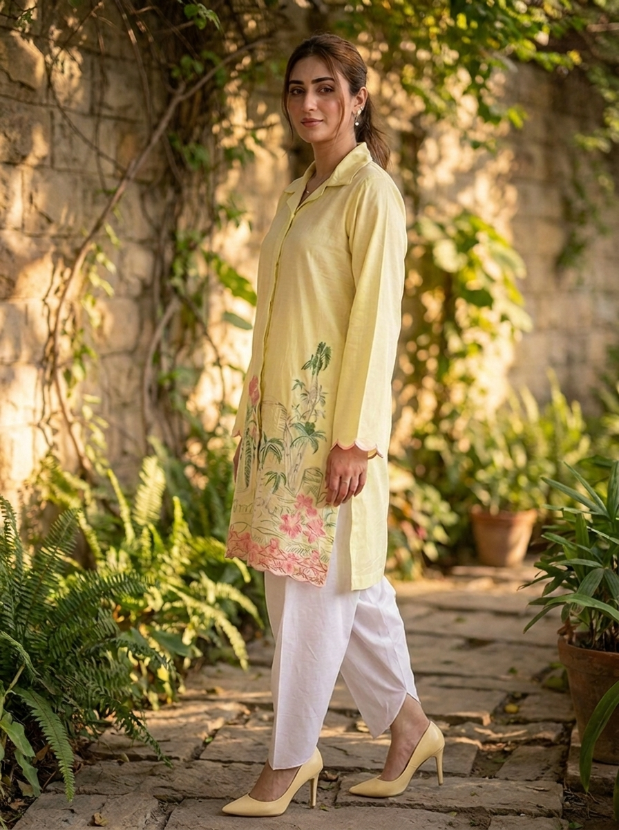 Apple Green Embroidered Premium Lawn Shirt