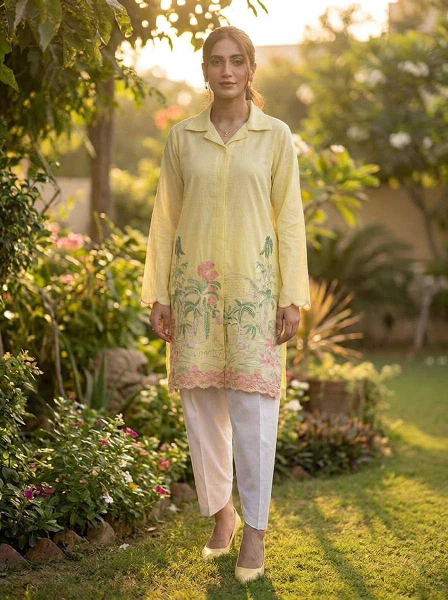 Apple Green Embroidered Premium Lawn Shirt