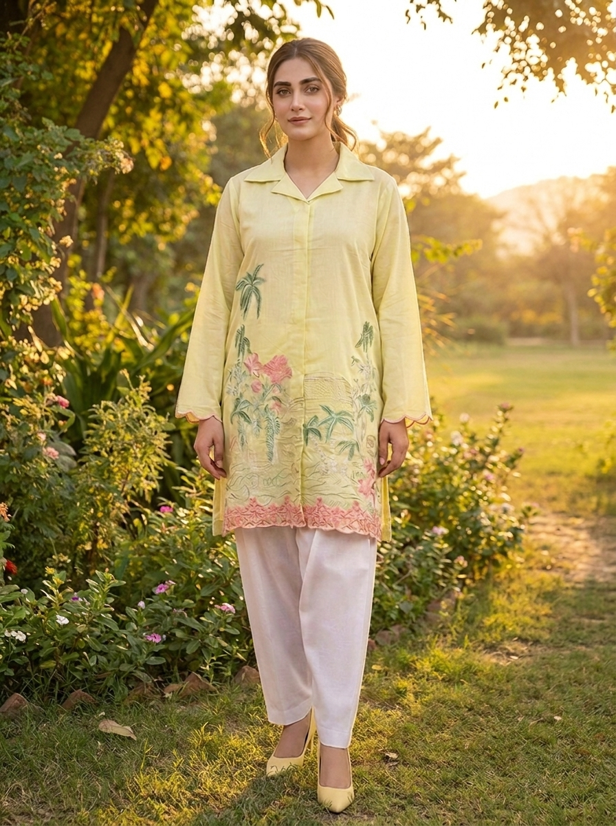 Apple Green Embroidered Premium Lawn Shirt