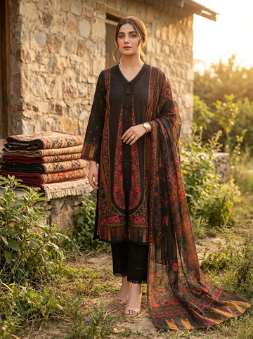 Roshaane Elara – Printed 3-Piece Unstitched Ensemble | Volume 5