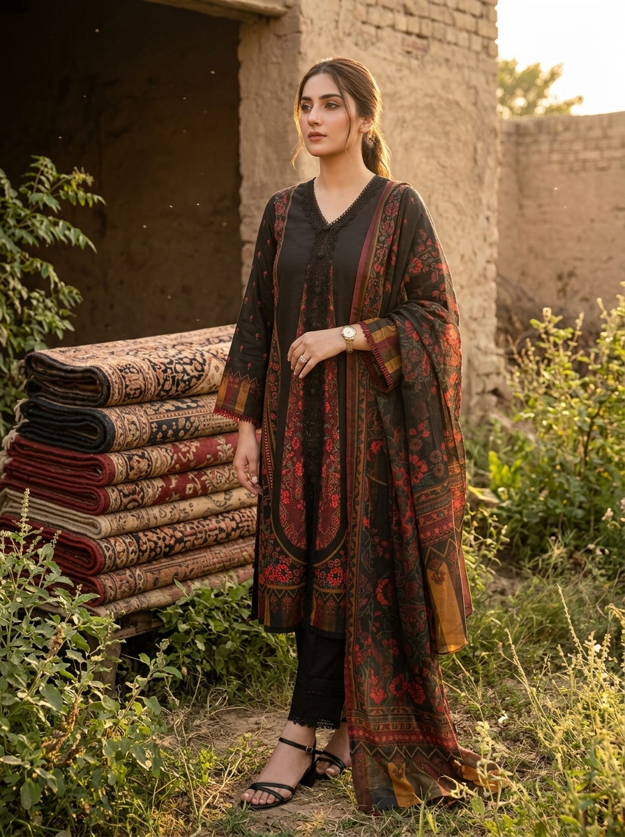 Roshaane Elara – Printed 3-Piece Unstitched Ensemble | Volume 5
