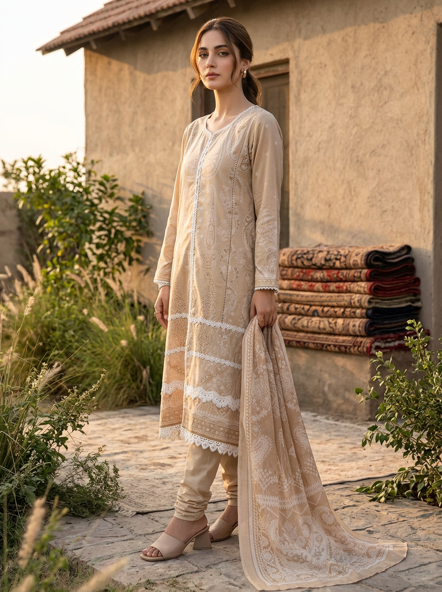 Roshaane Celeste – Printed 3-Piece Unstitched Ensemble | Volume 5