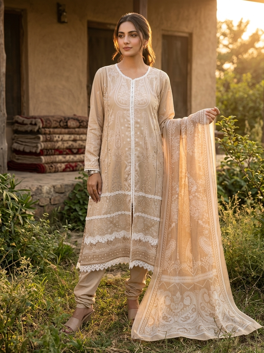 Roshaane Celeste – Printed 3-Piece Unstitched Ensemble | Volume 5