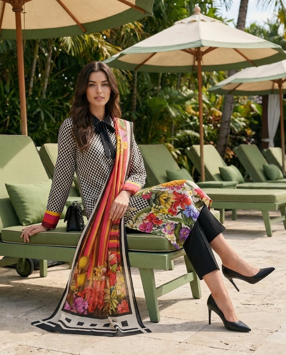 Roshaane Elowen – Printed 3-Piece Unstitched Ensemble | Volume 5