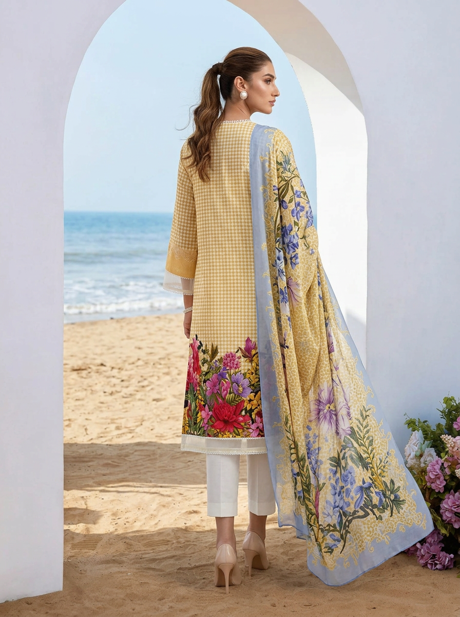 Roshaane Vivienne – Printed 3-Piece Unstitched Ensemble