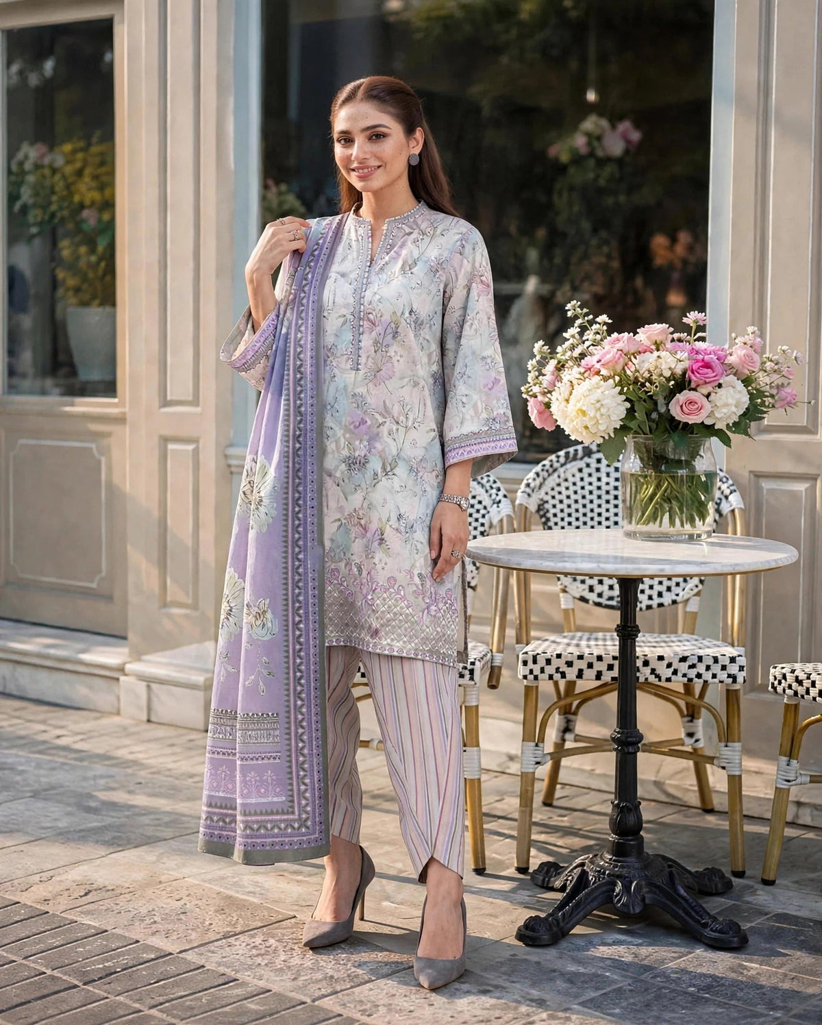 Roshaane Amara – Printed &amp; Embroidered 3-Piece Unstitched Ensemble | Volume 5