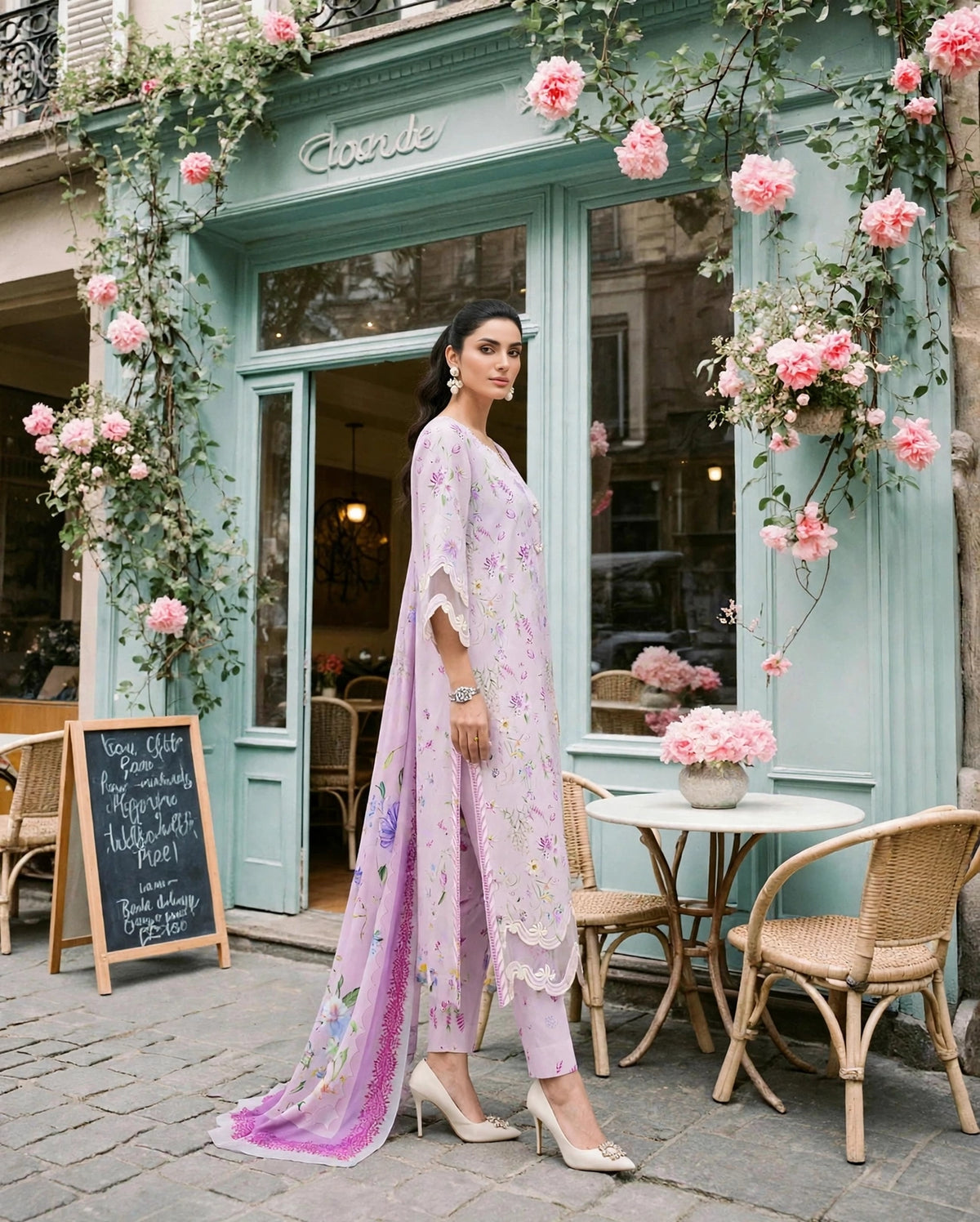 Roshaane Valentina – Printed &amp; Embroidered 3-Piece Unstitched Ensemble | Volume 5