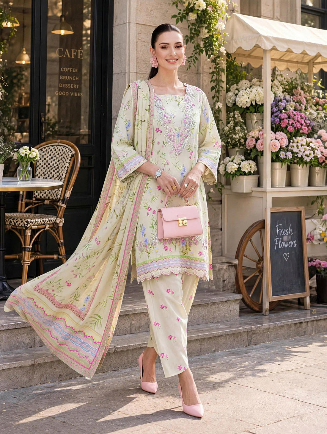 Roshaane Seraphine – Printed &amp; Embroidered 3-Piece Unstitched Ensemble | Volume 5