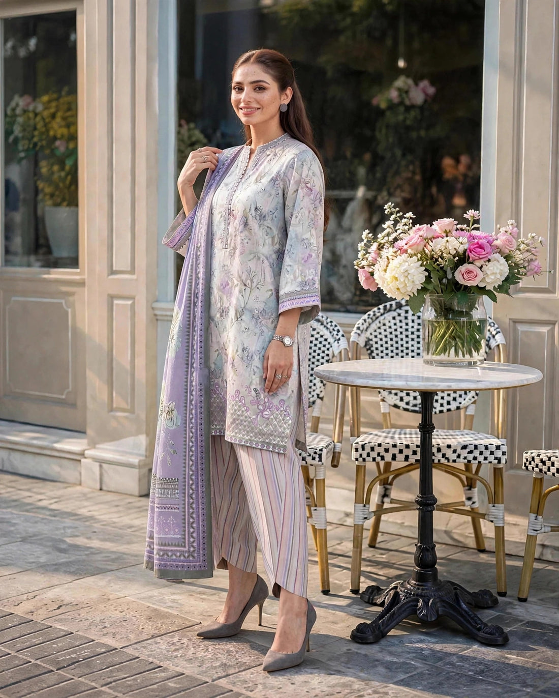 Roshaane Amara – Printed &amp; Embroidered 3-Piece Unstitched Ensemble | Volume 5